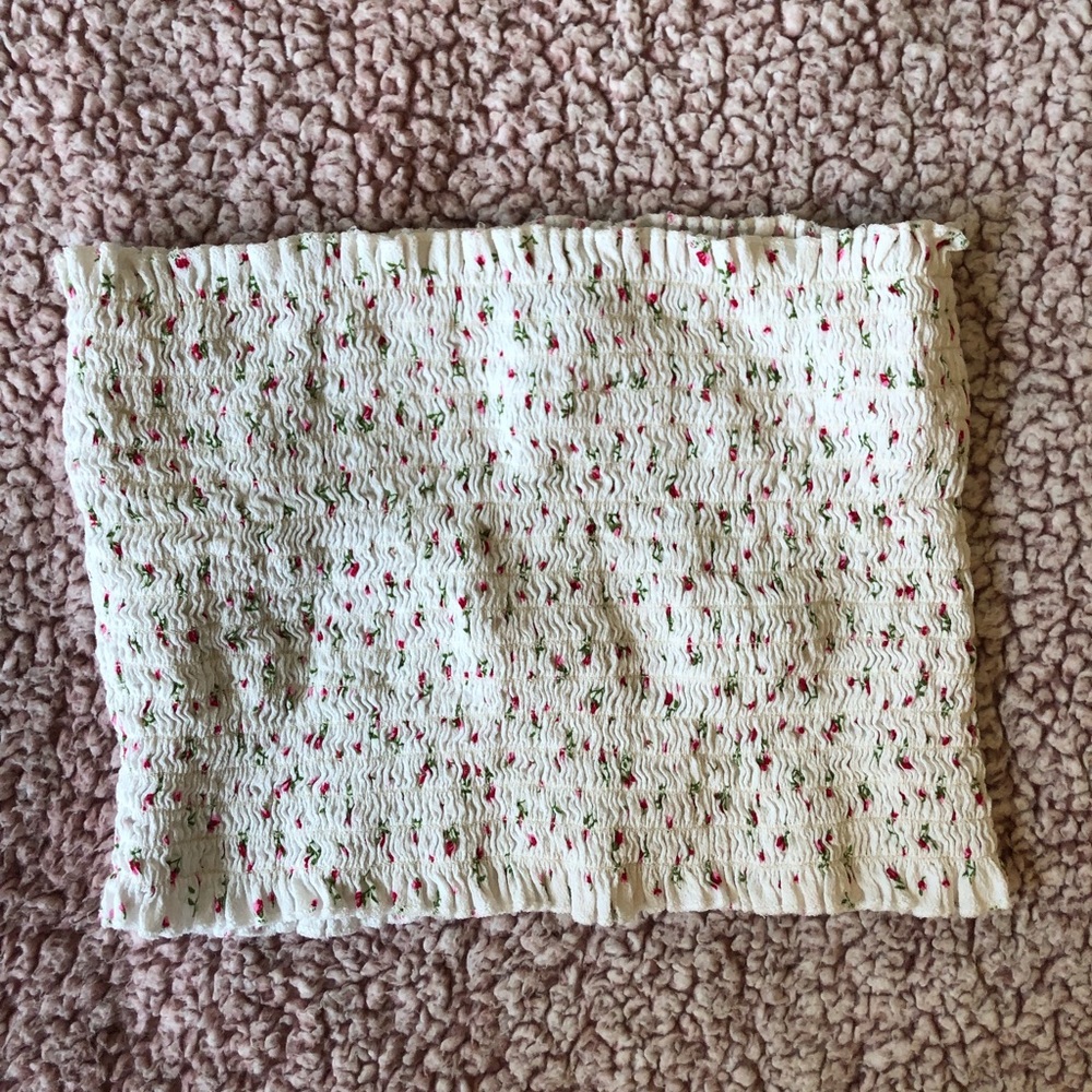 Brandy Melville White Floral Tube Top